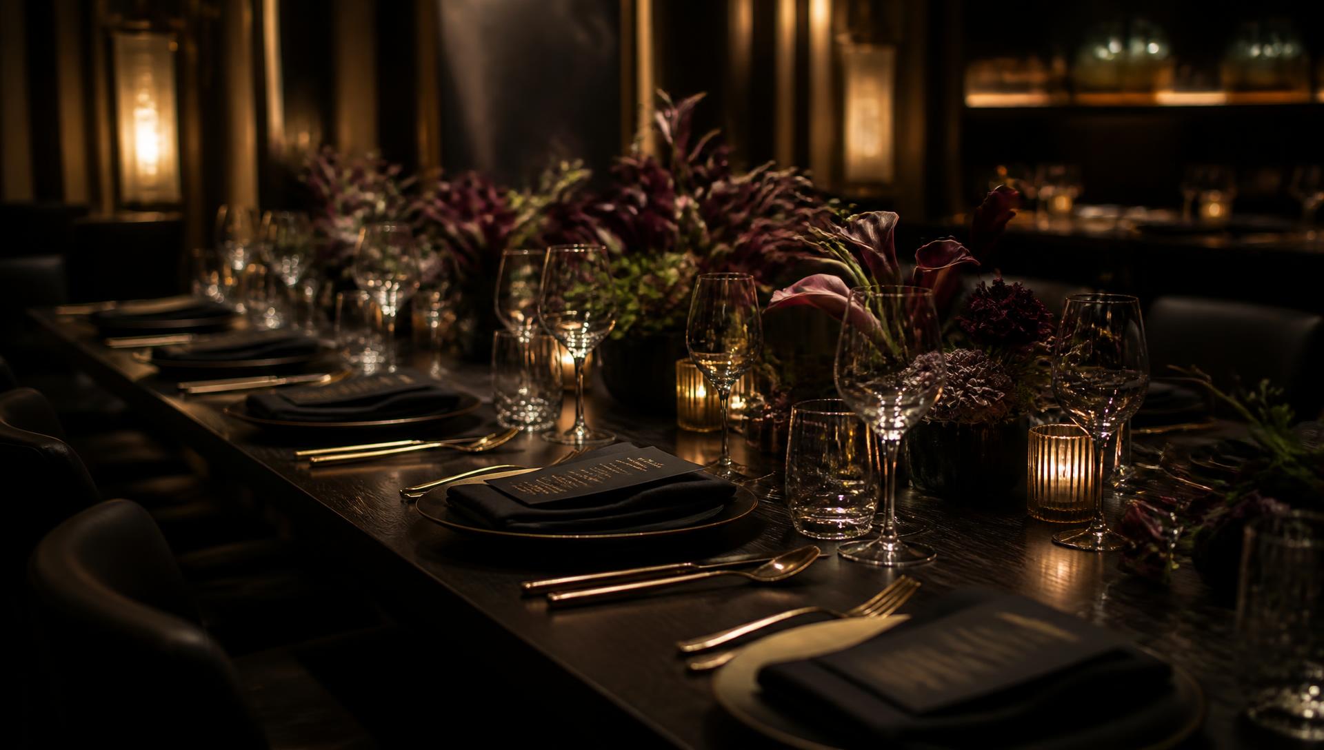 Refined private dining table setting
